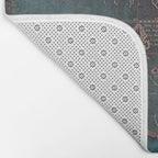 Antique Map Teal Blue and Copper Bath Mat Gallery Image 2