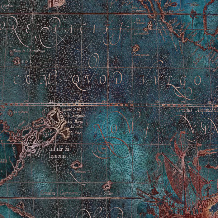 Antique Map Teal Blue and Copper Coffee Mug Gallery Image 2