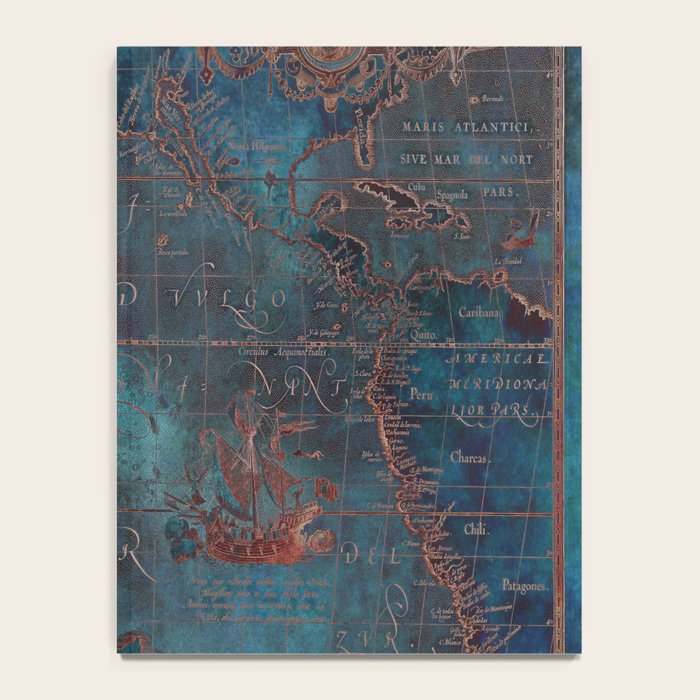 Antique Map Teal Blue and Copper Notebook Gallery Image 4