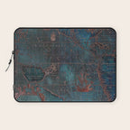 Antique Map Teal Blue and Copper Laptop Sleeve Gallery Image 1
