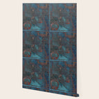 Antique Map Teal Blue and Copper Wallpaper Gallery Image 2