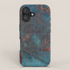 Antique Map Teal Blue and Copper iPhone Case Gallery Image 1