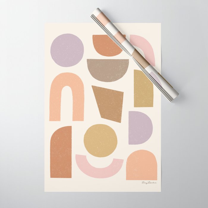 Bauhaus Geo Shapes - Fall Colors Wrapping Paper Gallery Image 1