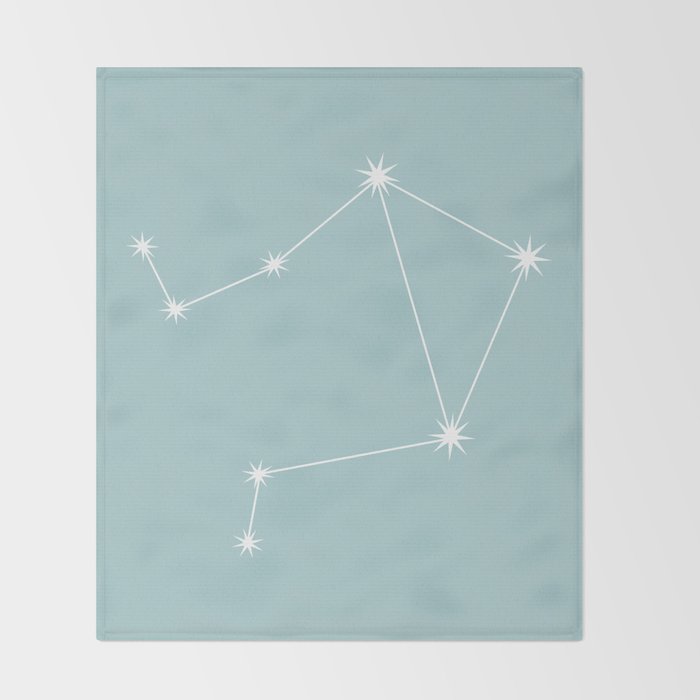 Libra Zodiac Star Constellation Line Art Pastel Teal Throw Blanket Gallery Image 2