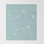 Libra Zodiac Star Constellation Line Art Pastel Teal Throw Blanket Gallery Image 2