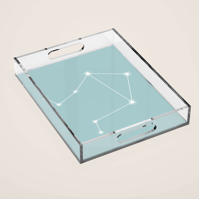 Libra Zodiac Star Constellation Line Art Pastel Teal Acrylic Tray Gallery Image 1