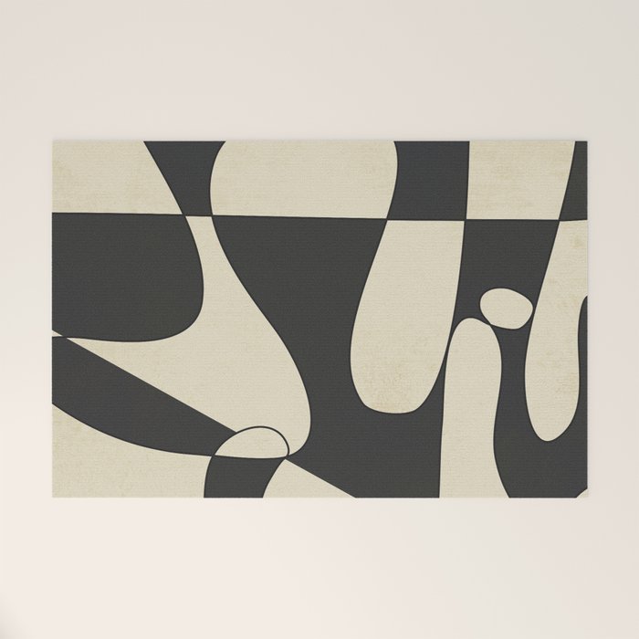 Modern Abstract Contrast - Noir Welcome Mat Gallery Image 1