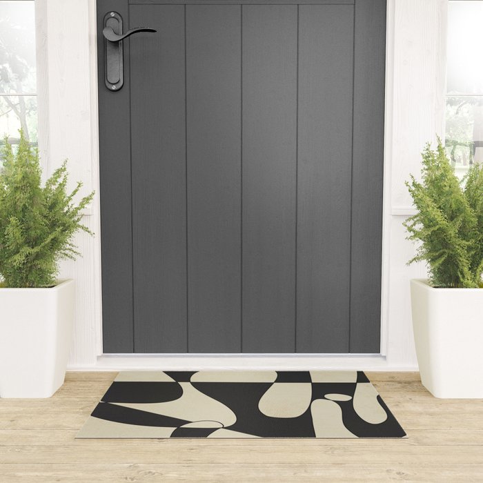 Modern Abstract Contrast - Noir Welcome Mat Gallery Image 3