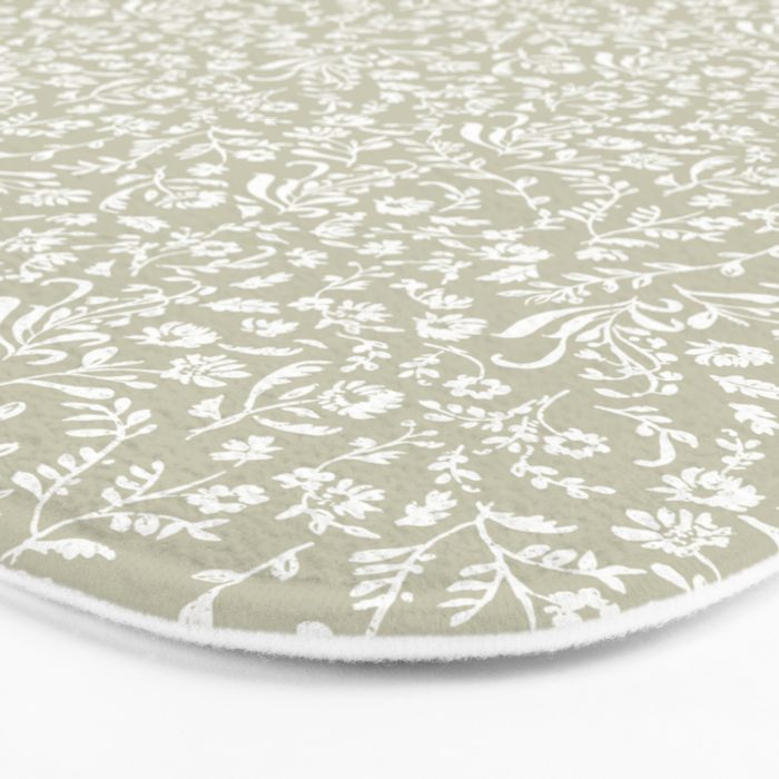 Ditsy Toile Floral - Sage Bath Mat Gallery Image 3