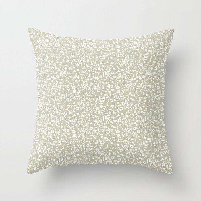 Ditsy Toile Floral - Sage Throw Pillow Gallery Image 6