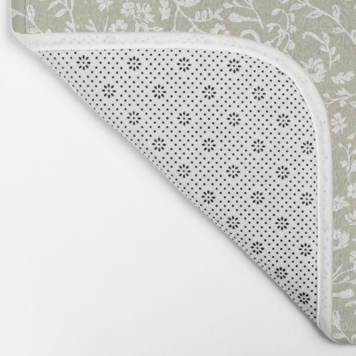 Ditsy Toile Floral - Sage Bath Mat Gallery Image 2