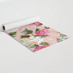 Vintage green pink white bohemian hortensia flowers Yoga Mat Gallery Image 2