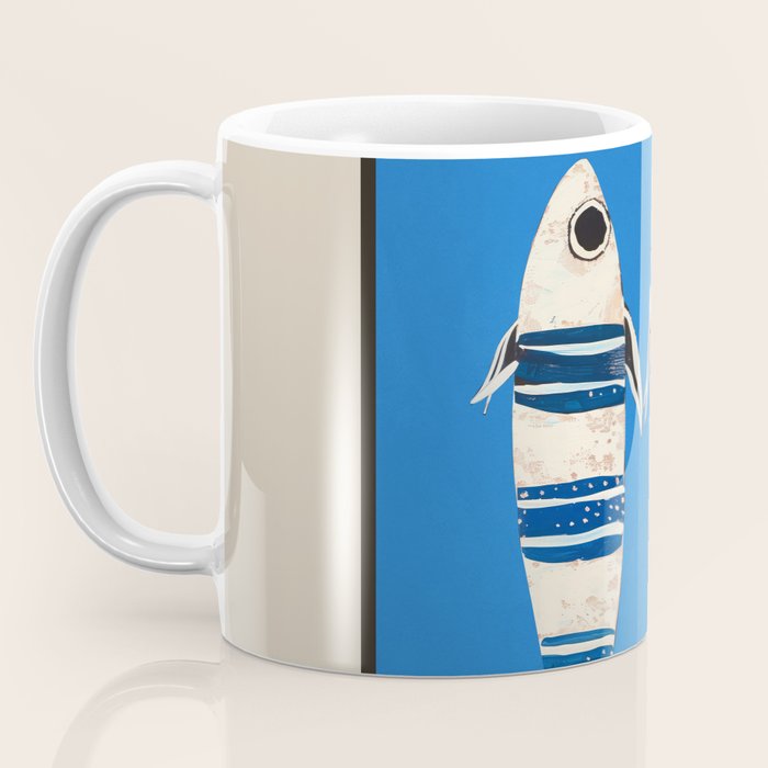 Minimal Fish on Blue Coffee Mug Gallery Image 3