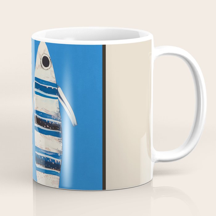 Minimal Fish on Blue Coffee Mug Gallery Image 1