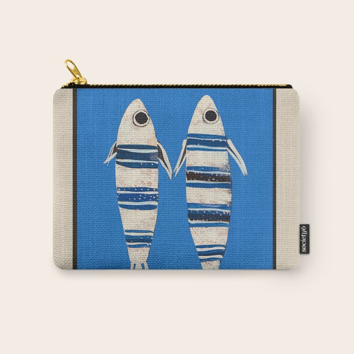 Minimal Fish on Blue Carry All Pouch Gallery Image 1