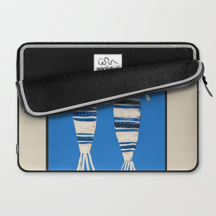 Minimal Fish on Blue Laptop Sleeve Gallery Image 2