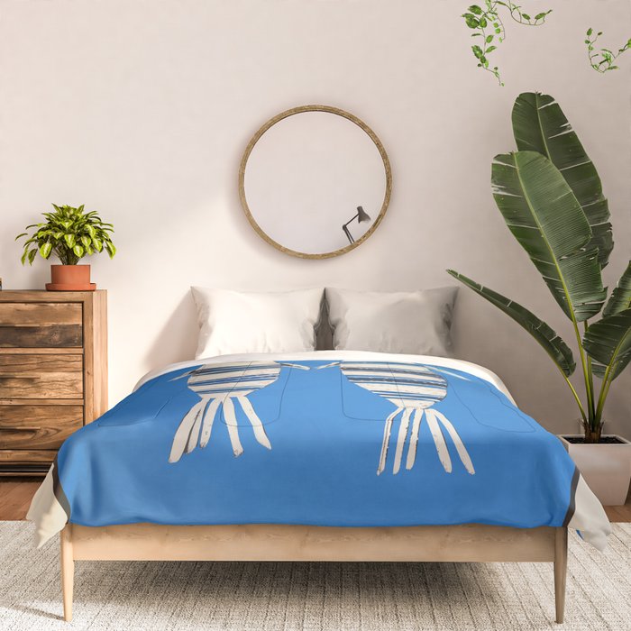 Minimal Fish on Blue Comforter Gallery Image 3