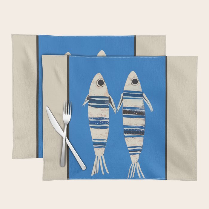 Minimal Fish on Blue Placemat Gallery Image 1