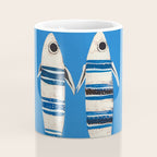 Minimal Fish on Blue Coffee Mug Gallery Image 4