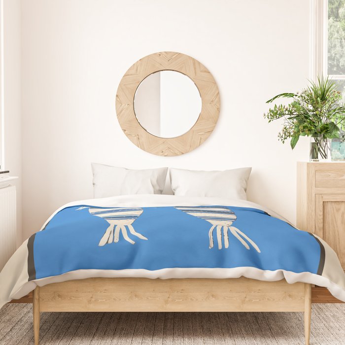 Minimal Fish on Blue Duvet Cover Gallery Image 3