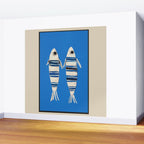 Minimal Fish on Blue Wall Mural Gallery Image 2