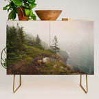 Bold Coast of Maine - travel photography grey landscape peridot green Credenza Gallery Image 1