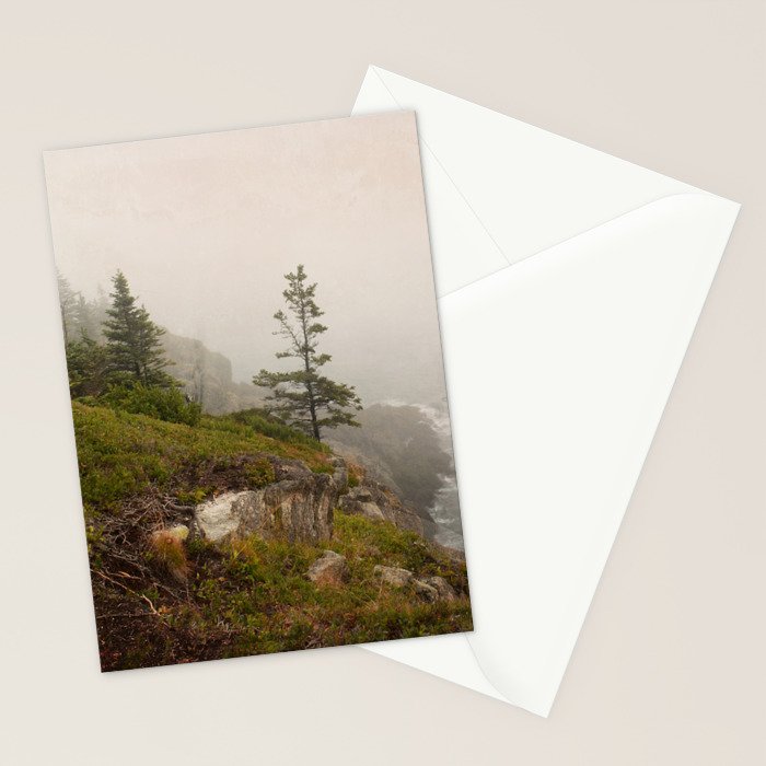 Bold Coast of Maine - travel photography grey landscape peridot green Stationery Card Gallery Image 2