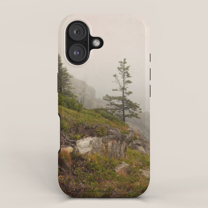 Bold Coast of Maine - travel photography grey landscape peridot green iPhone Case Gallery Image 1