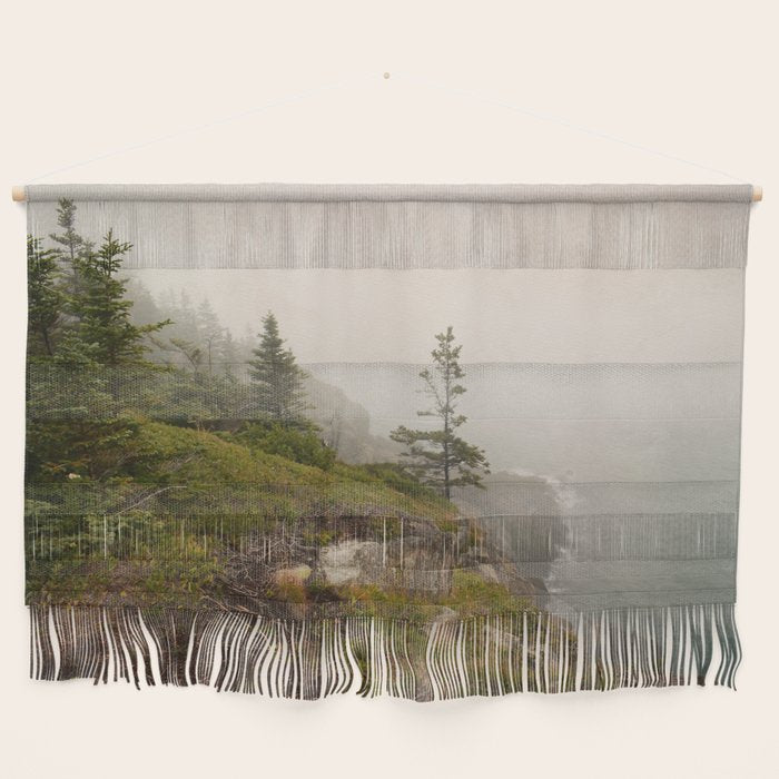 Bold Coast of Maine - travel photography grey landscape peridot green Wall Hanging Gallery Image 1