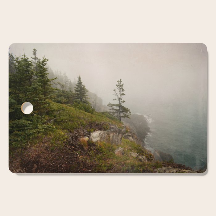 Bold Coast of Maine - travel photography grey landscape peridot green Cutting Board Gallery Image 1