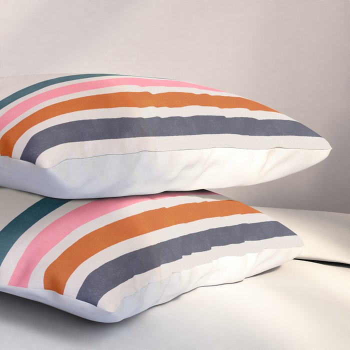 Blanket Stripe - silver grey with pink Pillow Sham Gallery Image 3