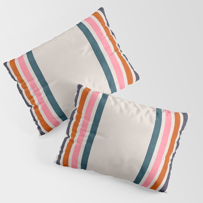 Blanket Stripe - silver grey with pink Pillow Sham Gallery Image 1