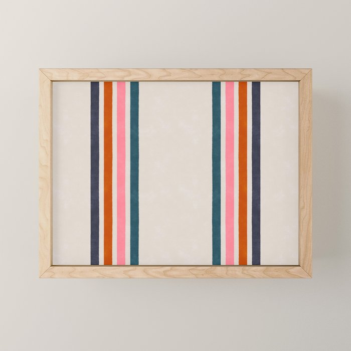 Blanket Stripe - silver grey with pink Mini Art Print Gallery Image 1