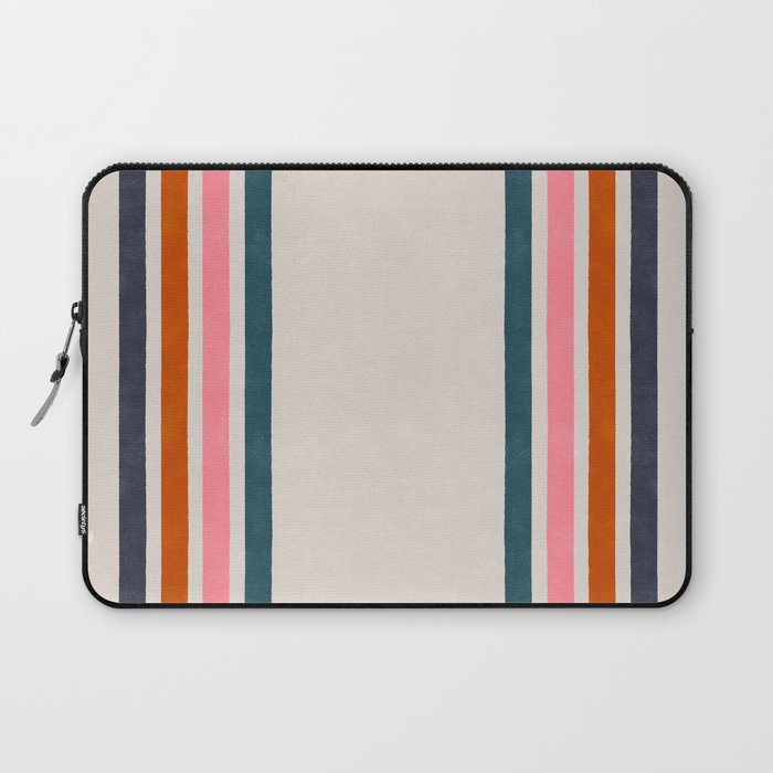 Blanket Stripe - silver grey with pink Laptop Sleeve Gallery Image 1