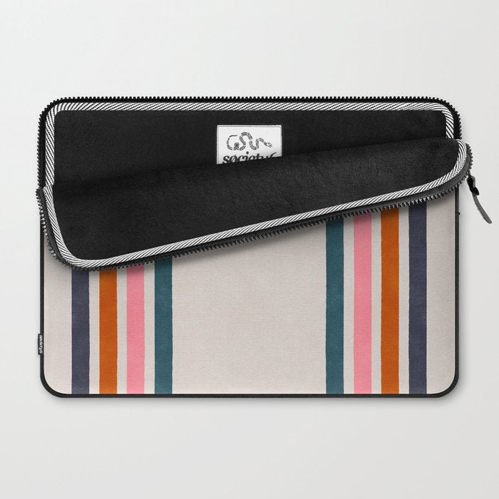 Blanket Stripe - silver grey with pink Laptop Sleeve Gallery Image 2