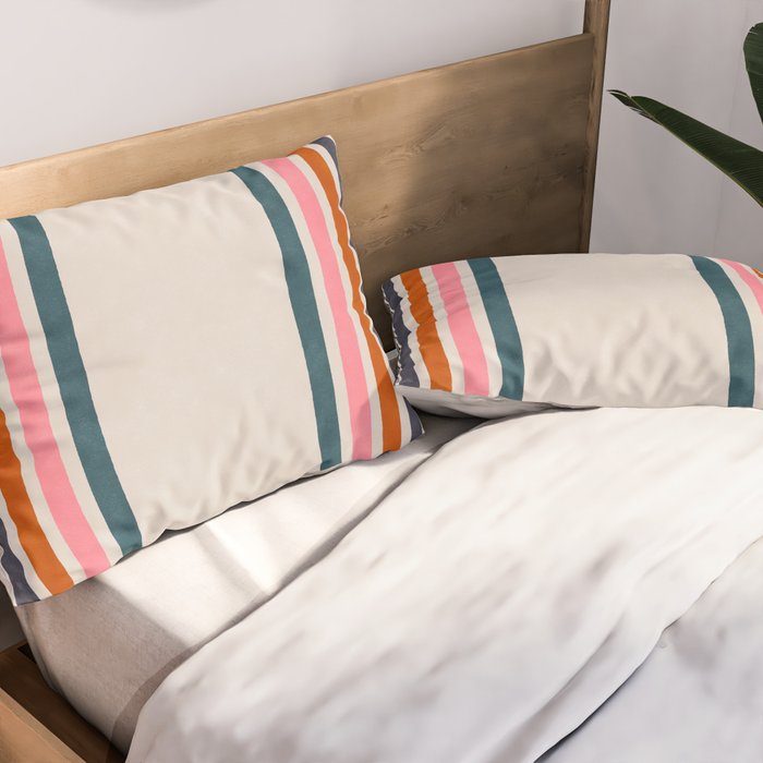 Blanket Stripe - silver grey with pink Pillow Sham Gallery Image 2