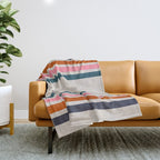 Blanket Stripe - silver grey with pink Throw Blanket Gallery Image 1