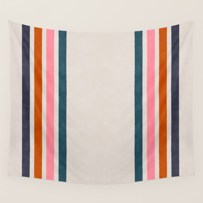Blanket Stripe - silver grey with pink Wall Tapestry Gallery Image 4