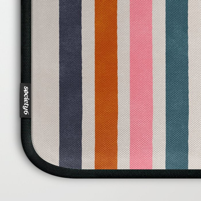 Blanket Stripe - silver grey with pink Laptop Sleeve Gallery Image 3