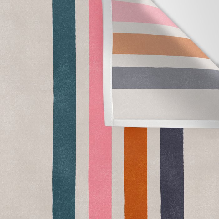 Blanket Stripe - silver grey with pink Wall Tapestry Gallery Image 3