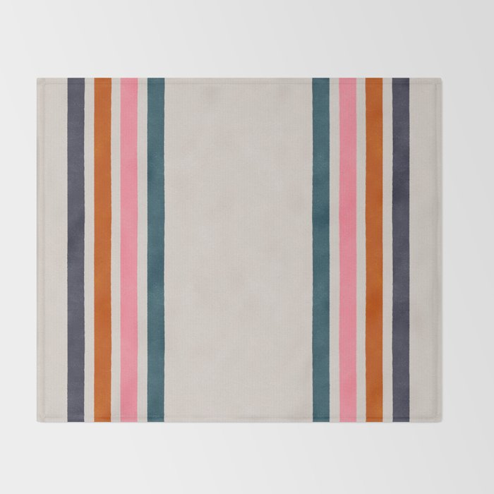 Blanket Stripe - silver grey with pink Throw Blanket Gallery Image 2