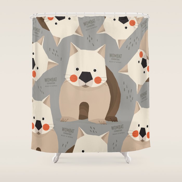 Wombat, Wildlife of Australia Shower Curtain Gallery Image 1