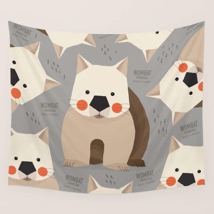 Wombat, Wildlife of Australia Wall Tapestry Gallery Image 4