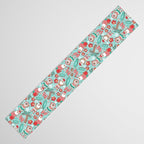 Mele Kalikimaka Hawaiian Christmas gingerbread cookies // aqua background Table Runner Gallery Image 3