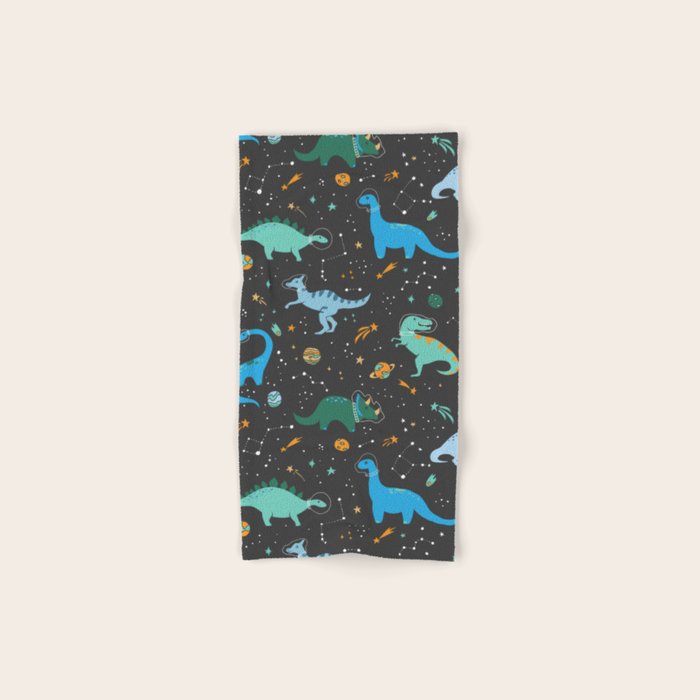 Dinosaurs in Space in Blue Bath Towel Gallery Image 1