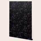 Vintage Black Dramatic Glamour Autumn Romanticism: Maximalism Moody Florals - Grand Millennial Midnight purple Roses Black Bouquets and Nostalgic Gothic Mystic Flowers Wallpaper Gallery Image 2