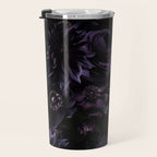 Vintage Black Dramatic Glamour Autumn Romanticism: Maximalism Moody Florals - Grand Millennial Midnight purple Roses Black Bouquets and Nostalgic Gothic Mystic Flowers Travel Mug Gallery Image 3