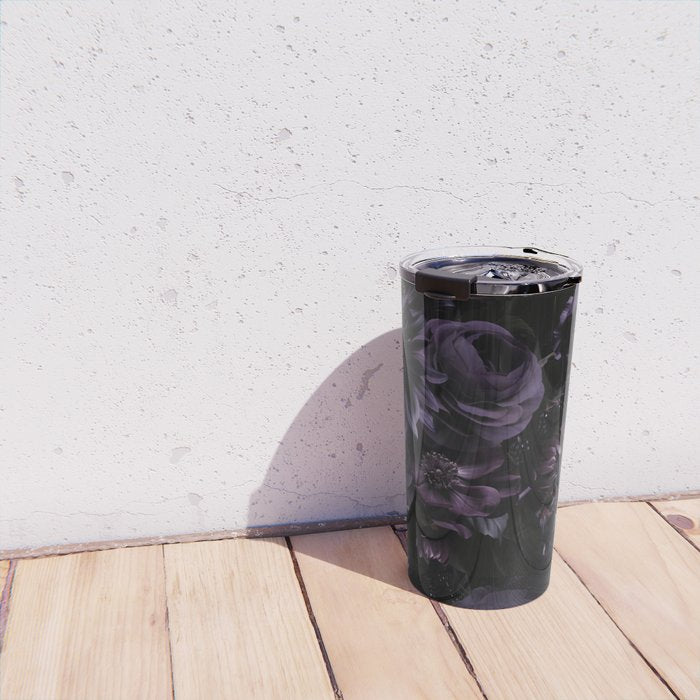 Vintage Black Dramatic Glamour Autumn Romanticism: Maximalism Moody Florals - Grand Millennial Midnight purple Roses Black Bouquets and Nostalgic Gothic Mystic Flowers Travel Mug Gallery Image 4