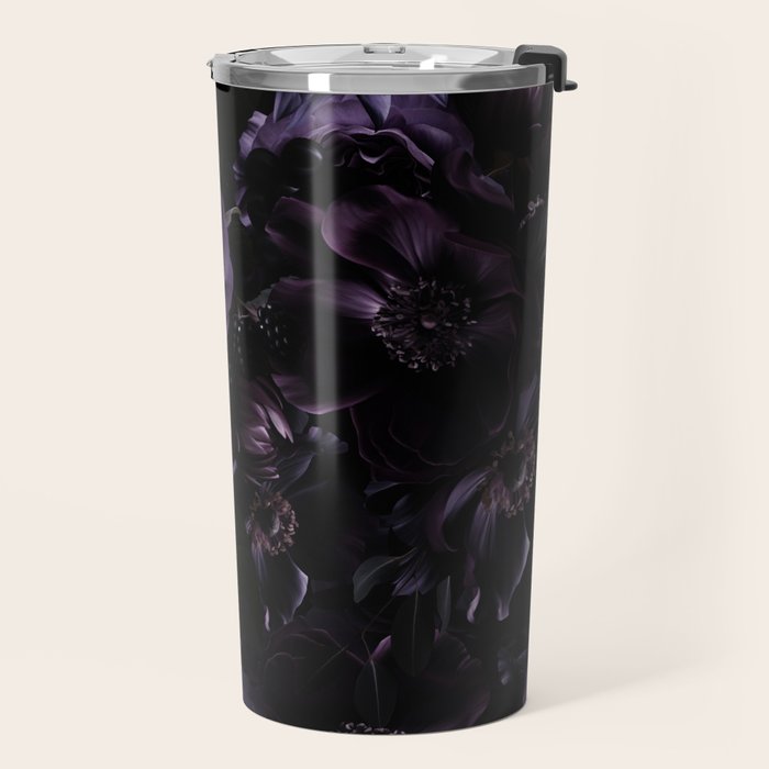Vintage Black Dramatic Glamour Autumn Romanticism: Maximalism Moody Florals - Grand Millennial Midnight purple Roses Black Bouquets and Nostalgic Gothic Mystic Flowers Travel Mug Gallery Image 2