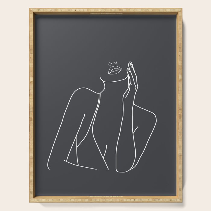 Minimal Line Art of a Woman Serving Tray Gallery Image 1